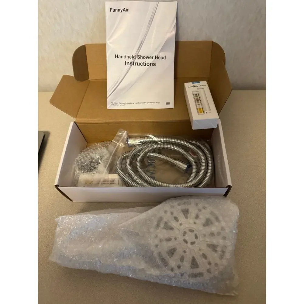 FunnyAir Filtered Shower Head 10 Spray Settings Handheld High Pressure Chrome